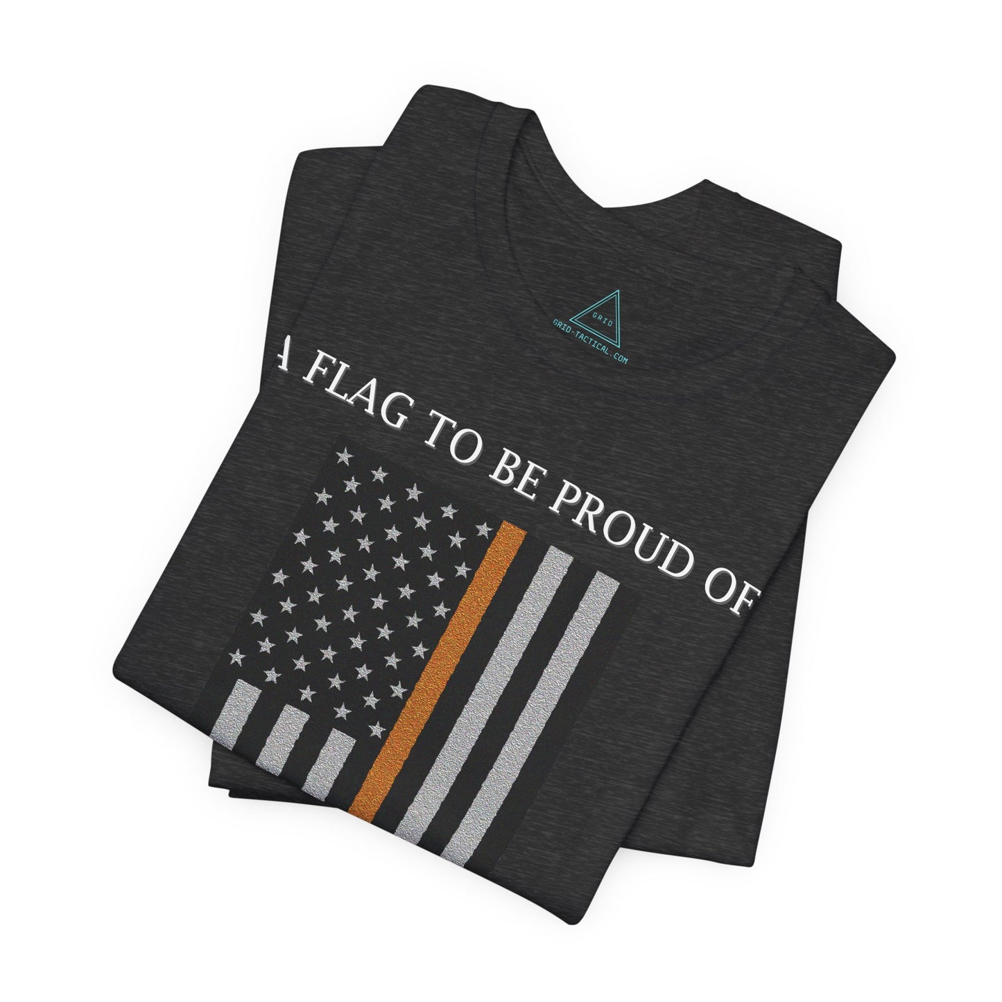 Pride Flag - Thin Orange Line Heather T-Shirt