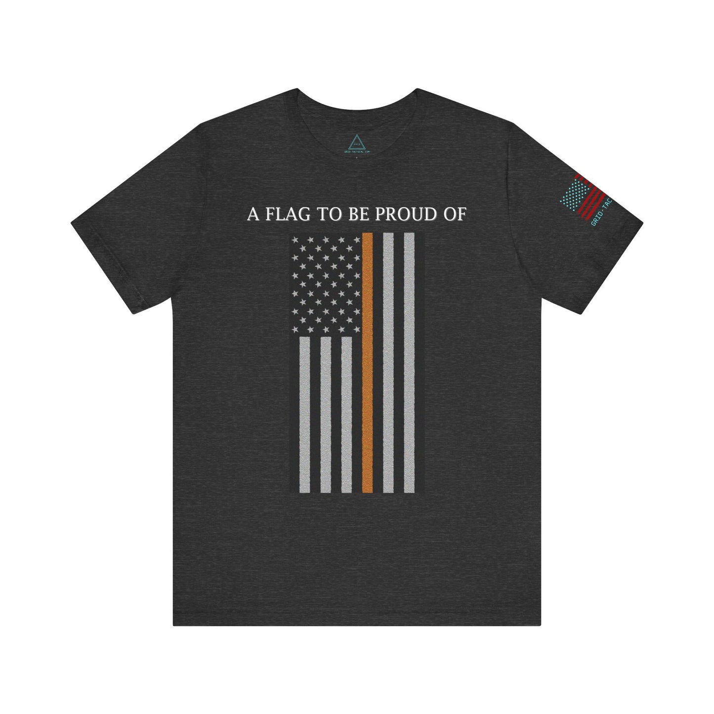 Pride Flag - Thin Orange Line Heather T-Shirt